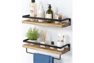 AMADA HOMEFURNISHING FLOATING SHELVES, BATHROOM SHELF WITH TOWEL BAR, WALL SHELVES