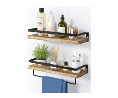 AMADA HOMEFURNISHING FLOATING SHELVES, BATHROOM SHELF WITH TOWEL BAR, WALL SHELVES
