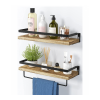 AMADA HOMEFURNISHING FLOATING SHELVES, BATHROOM SHELF WITH TOWEL BAR, WALL SHELVES