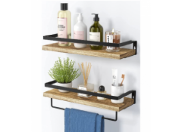AMADA HOMEFURNISHING FLOATING SHELVES, BATHROOM SHELF WITH TOWEL BAR, WALL SHELVES